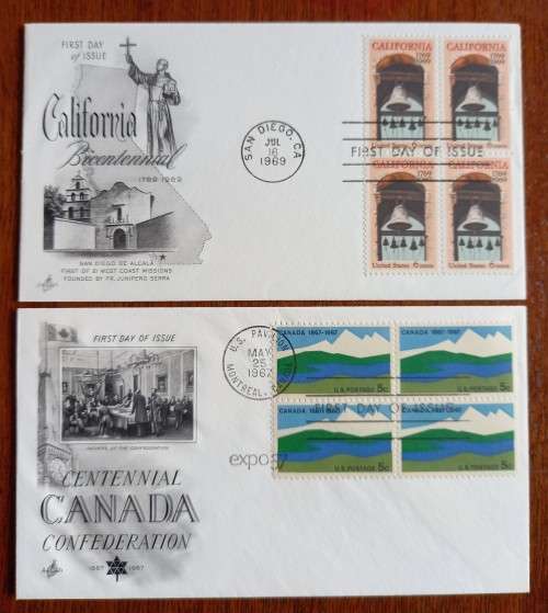 USA lot of 6 Artcraft FDCs 1967 to 1979