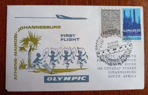 Greece 1968/1969 lot of 3 Olympic Airways flight covers - Vienna, Johannesburg, Montreal