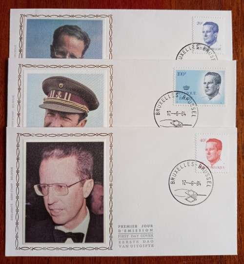 1984 Belgium King Baudouin lot of 3 Sony-stamp silk FDCs