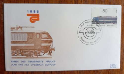 1985 Belgium full set of 6 Train FDCs