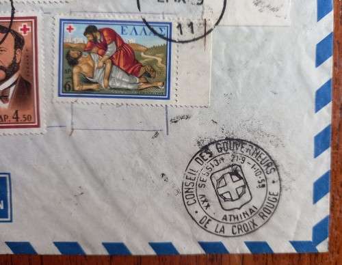 Greece 21 September 1959 Red Cross cover full set of 7 stamps CV $100