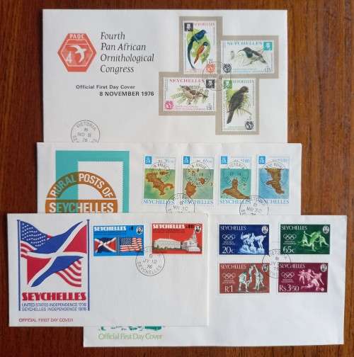 1976 Seychelles lot of 4 FDCs