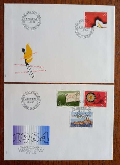 Switzerland lot of 12 FDCs 1984 & 1985