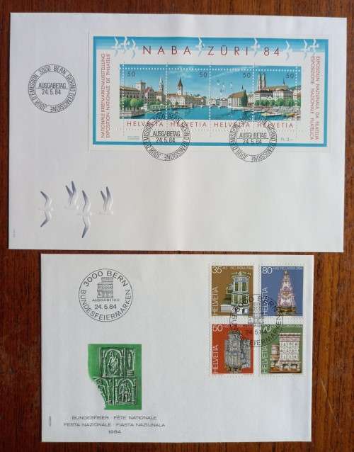 Switzerland lot of 12 FDCs 1984 & 1985