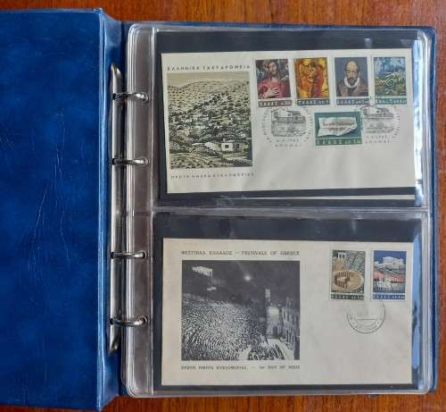 Greece 1965 to 1969 lot of 54 FDCs in folder - near complete