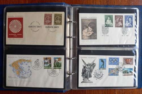 Greece 1965 to 1969 lot of 54 FDCs in folder - near complete