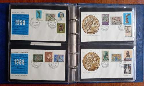 Greece 1965 to 1969 lot of 54 FDCs in folder - near complete