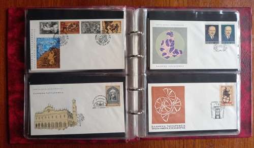 Greece 1970 to 1975 lot of 56 FDCs in folder -  near complete