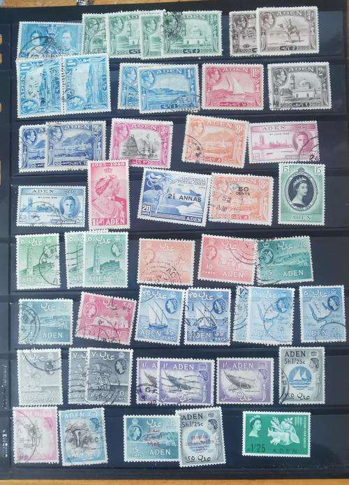 Aden lot of 48 used and MH stamps 1937 onwards