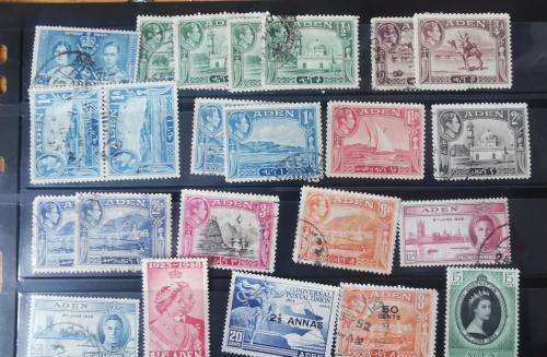 Aden lot of 48 used and MH stamps 1937 onwards