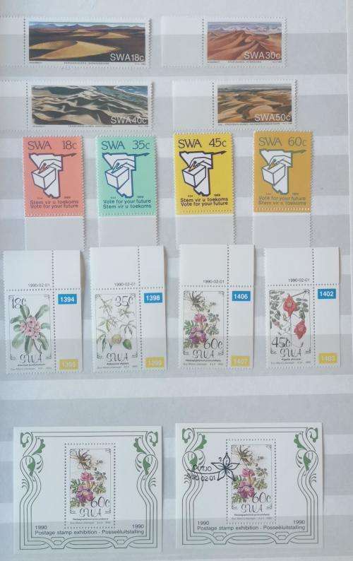 SWA 1988 to 1990 full MNH sets plus mini sheets and control blocks