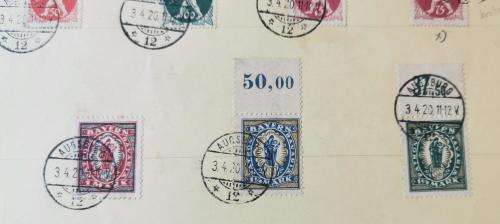 Germany Bavaria Bayern full set of 1920 farewell set of stamps cancelled on large card