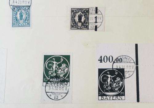 Germany Bavaria Bayern full set of 1920 farewell set of stamps cancelled on large card