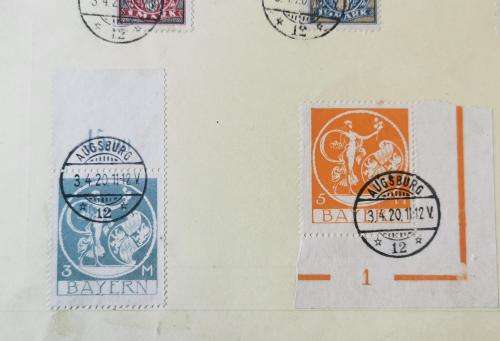 Germany Bavaria Bayern full set of 1920 farewell set of stamps cancelled on large card