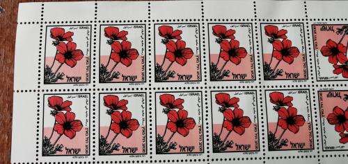 Israel 1992 full sheet of anemone stamps MNH