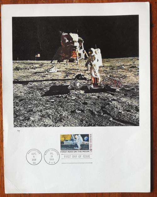 USA 1969 large photo card moon landing first day of issue