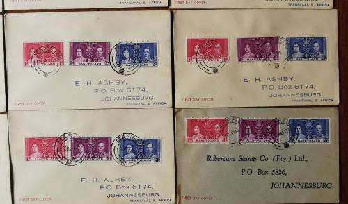 Basutoland 1937 lot of 11 coronation FDCs used