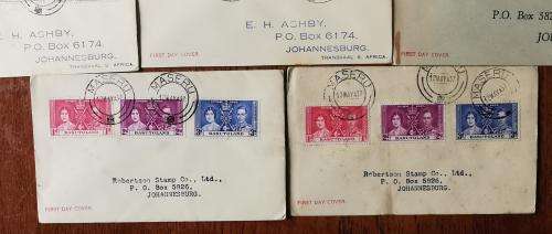 Basutoland 1937 lot of 11 coronation FDCs used
