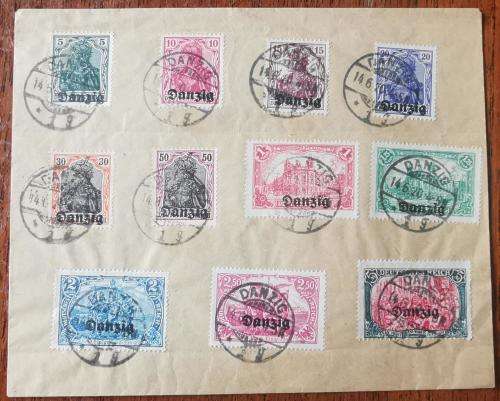Germany Danzig 1920 overprints part set on envelope first day cancellations
