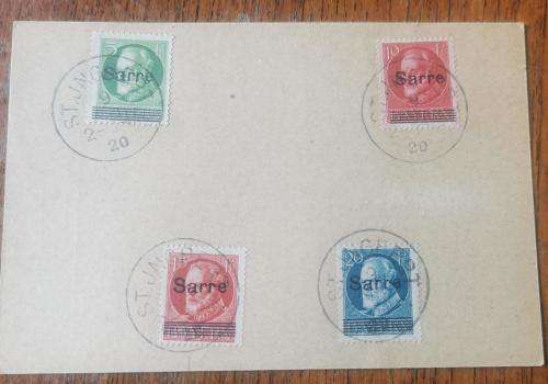 Germany pair of Saargebiet feltpost cards with 4 Sarre Bavaria overprints 1920