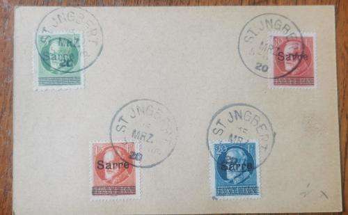Germany pair of Saargebiet feltpost cards with 4 Sarre Bavaria overprints 1920