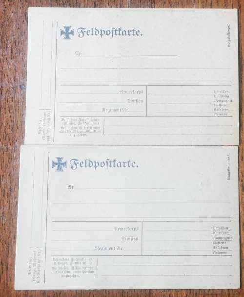 Germany pair of Saargebiet feltpost cards with 4 Sarre Bavaria overprints 1920