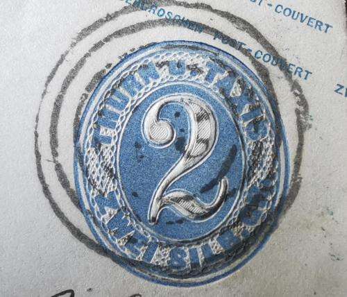 Old Germany Thurn & Taxis prepaid envelope embossed 2 Silber Groschen Hersfeld to Einbeck