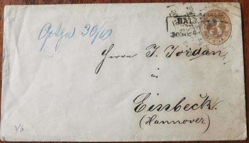 Old Germany Thurn & Taxis prepaid envelope embossed 3 Silber Groschen to Einbeck