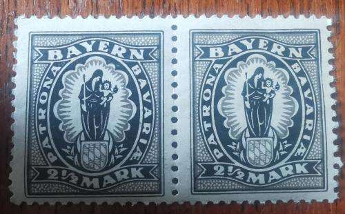 Old Germany Bayern Bavaria 1920 block of 4, 3 and pair of 2 1/2 Mark stamps MNH