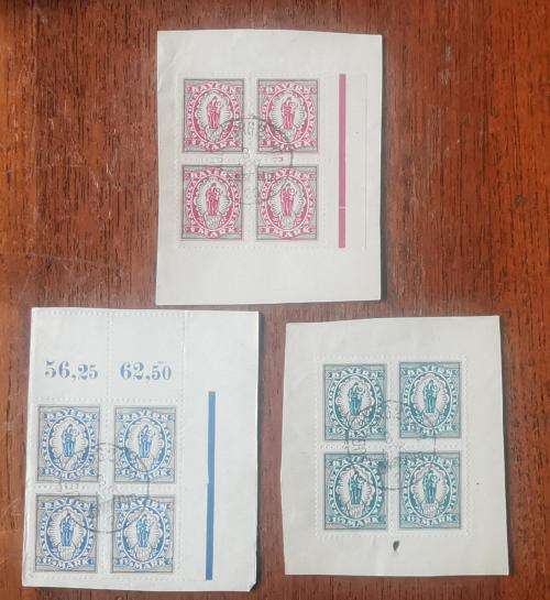 Old Germany Bayern Bavaria 1920 blocks of 4 used on piece