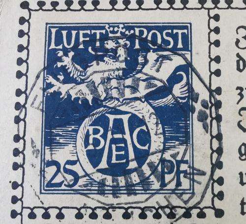 Old Germany Bayern Bavaria airmal postcard 1912 used with prepaid rare 25Pf airmail stamp