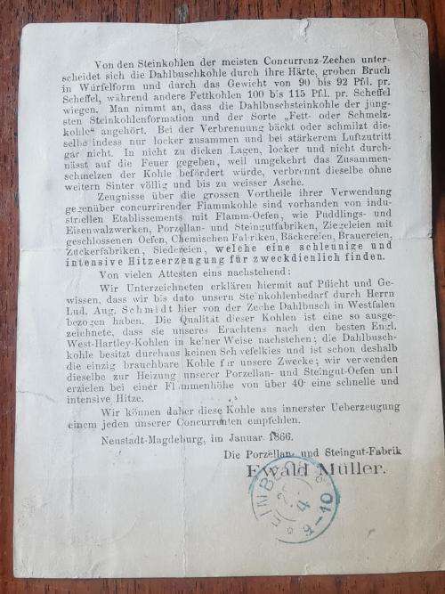 Old Germany North German Postal District coal dispatch card with 1/2 Groschen 1868 stamp
