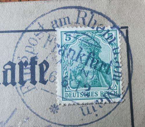 Germany 1912 pioneer aviation Flugpost am Rhein und am Main card 5pf and 20pf - 20pf not cancelled
