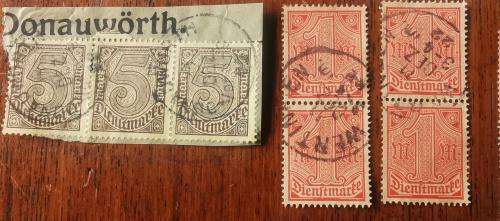 Germany 1920 and 1921 lot of service stamp multiples used