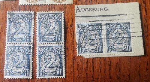 Germany 1920 and 1921 lot of service stamp multiples used