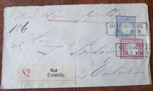 Germany German Reich cover Oebisfelde to Einbeck with 1 & 2 Groschen 1872 stamps