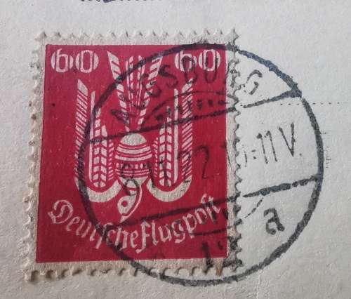 Germany German Reich corporate postcard Augsburg to Munich 1922, 60pf and 80pf strip of 3
