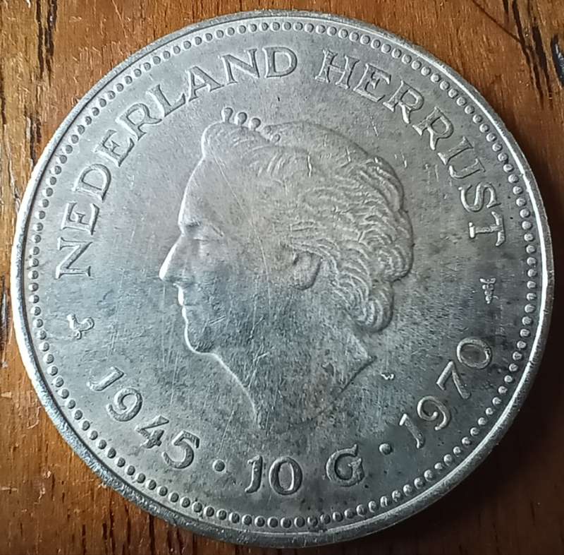 Netherlands silver 10 Gulden 1970