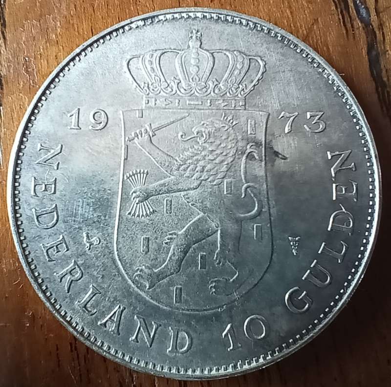 Netherlands silver 10 Gulden 1973