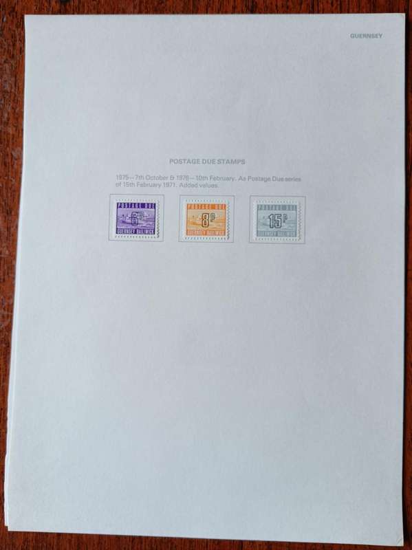 Guernsey full set of postage dues on collector`s pages 1969 to 1977 MH CV$50+