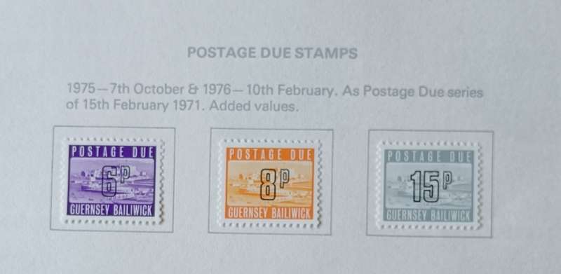 Guernsey full set of postage dues on collector`s pages 1969 to 1977 MH CV$50+