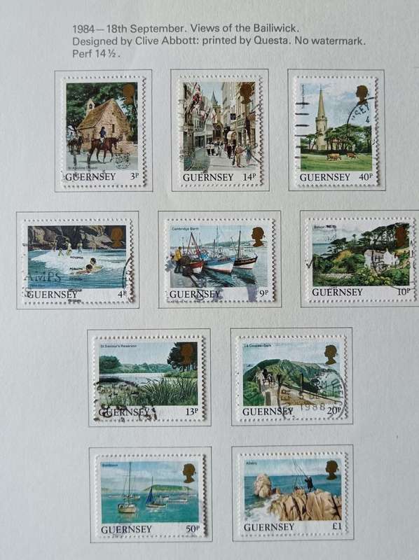 Guernsey 1969 to 1984 10 pages of MH and used stamps - CV $60+