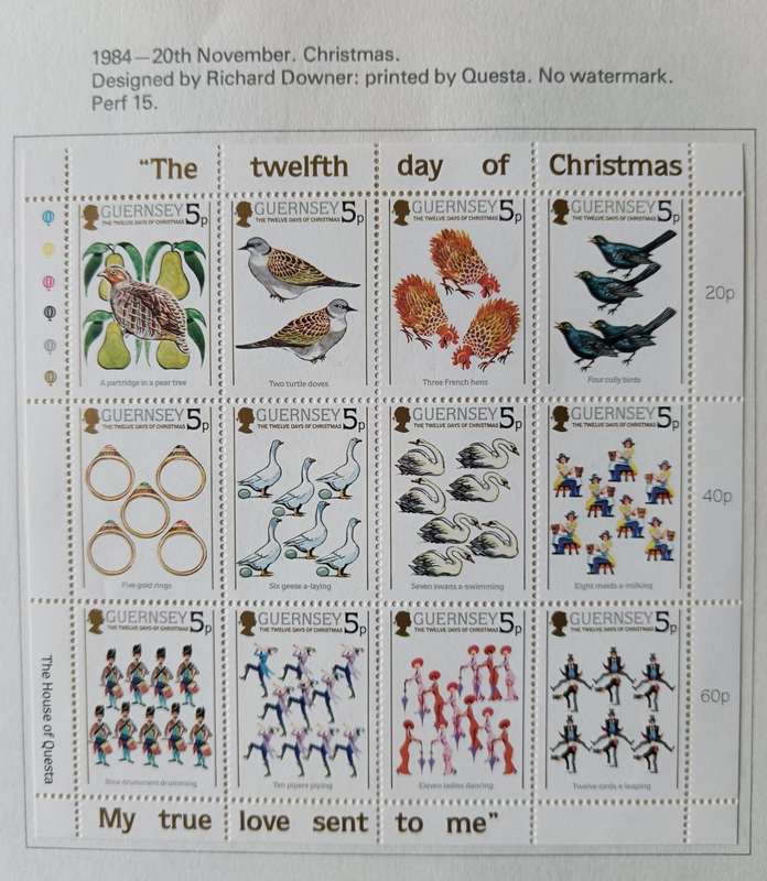 Guernsey 1969 to 1984 10 pages of MH and used stamps - CV $60+