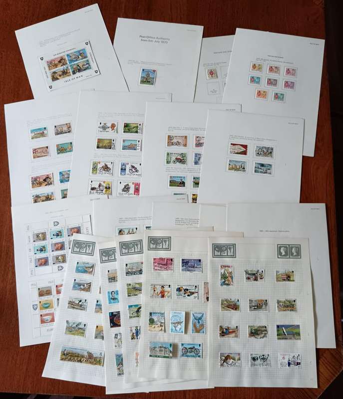 Isle of Man 1990 18 pages of used and MH stamps 1973 to 1994 - CV $150+