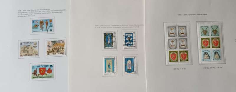 Isle of Man 1990 18 pages of used and MH stamps 1973 to 1994 - CV $150+