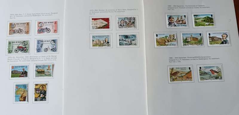 Isle of Man 1990 18 pages of used and MH stamps 1973 to 1994 - CV $150+