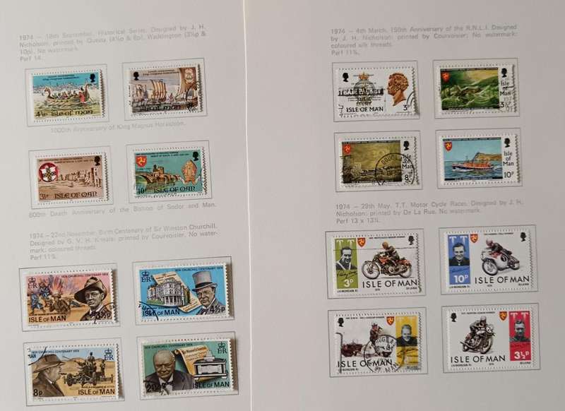 Isle of Man 1990 18 pages of used and MH stamps 1973 to 1994 - CV $150+