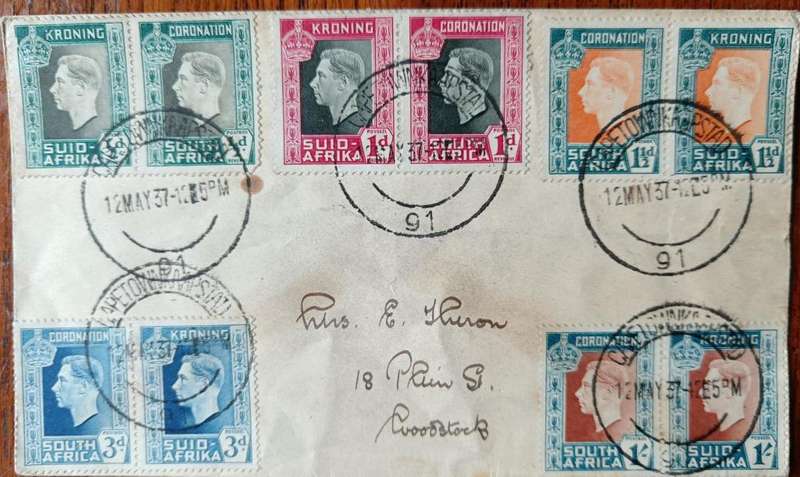 SA Union 1937 lot of 13 Coronation FDCs