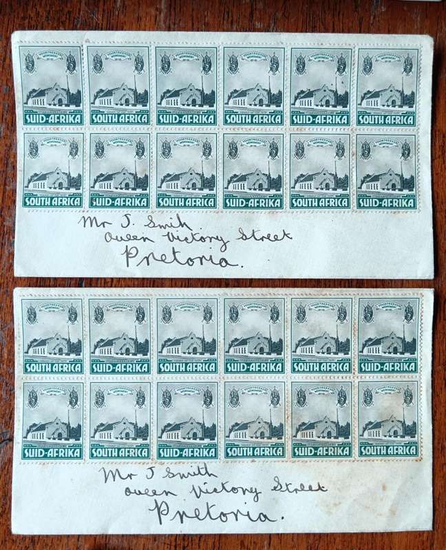 SA Union 1933 lot of 18 covers with multiple blocks - never sent