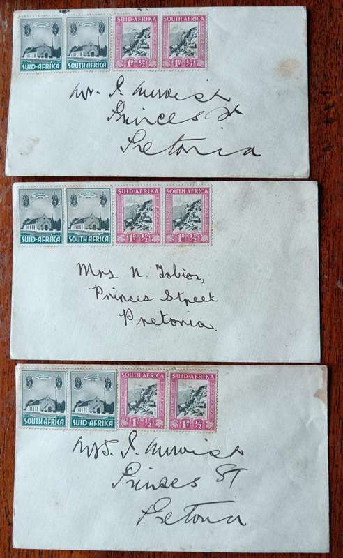 SA Union 1933 lot of 18 covers with multiple blocks - never sent